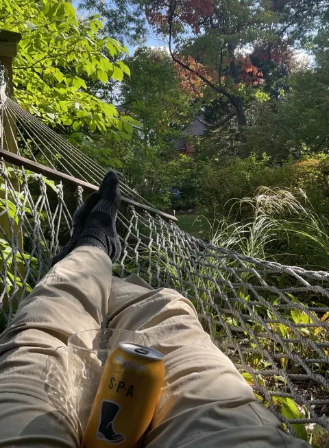 Physicist Relaxing on Hammock