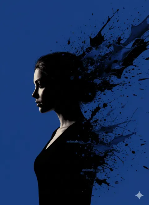 Electric Blue Silhouette Portrait