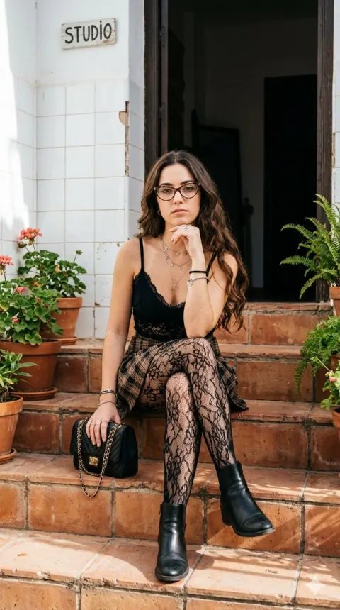 Stylish Woman Portrait On Steps