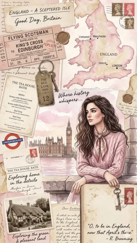 Vintage England Scrapbook Collage