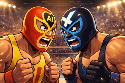 Masked Rivals Glare in Ring