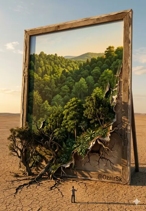 Forest Trees Crawling Off Giant Canvas
