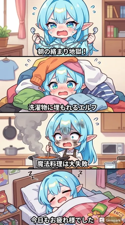 Clumsy Elf 4-Panel Comic AI Art
