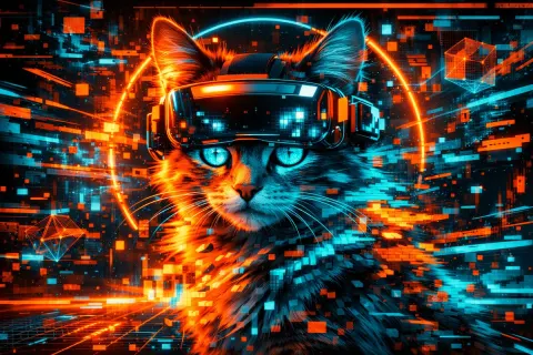 Glitch Art VR Surreal Cat