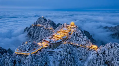 Laojun Mountain Golden Summit Aerial
