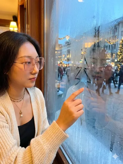 Winter Window Doodle Girl