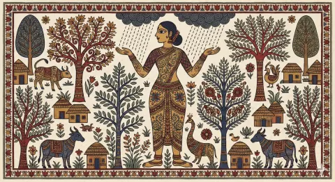 Indian Folk Art Woman Dancing