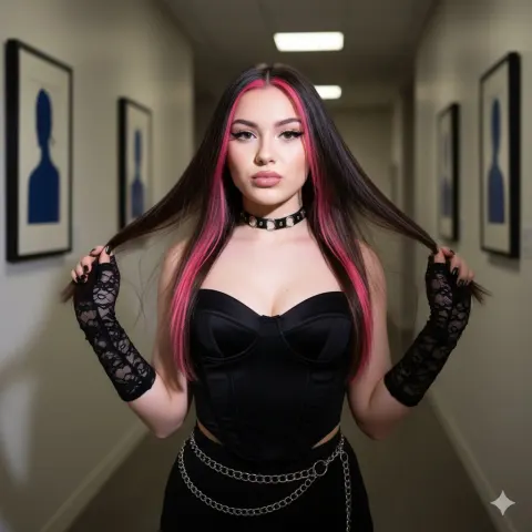 Y2K Flash Pink Hair Portrait