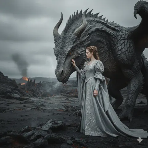 Noblewoman and Grey Dragon