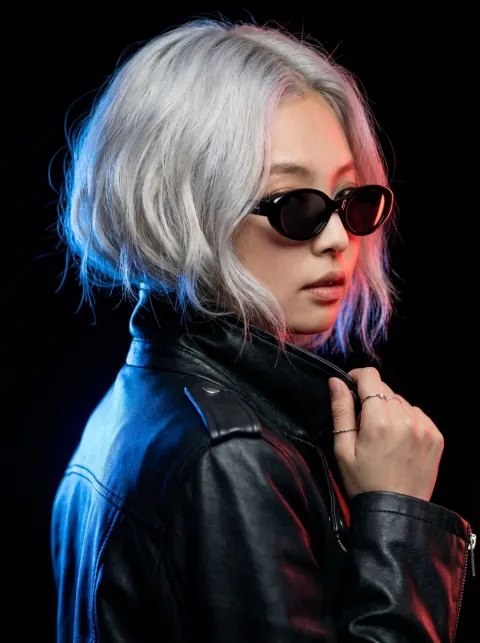Neon Noir K-Pop Portrait