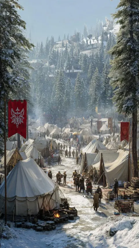 Fantasy Military Camp In Snow