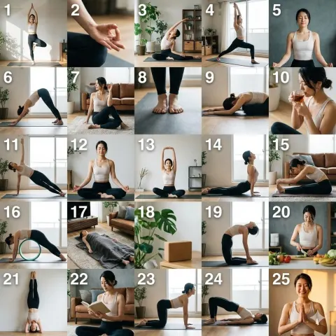 Japanese Woman Practicing Yoga in Stylish Room