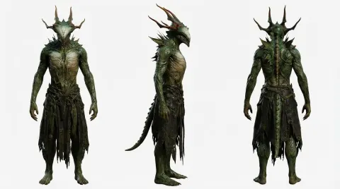 Photorealistic Character Sheet Three View