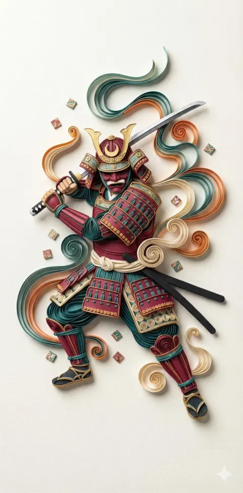 3D Paper Quilling Samurai