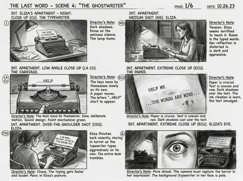 Cinematic Storyboard Six Panels