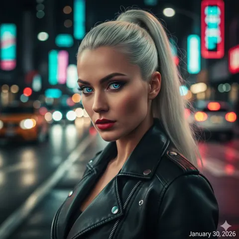 Neon Night Street Style Portrait