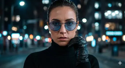 Blue Glasses Night Portrait