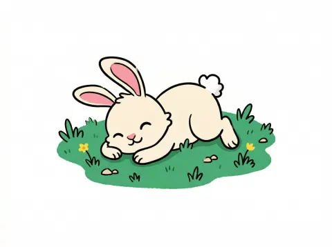 Chibi Bunny Lawn Nap