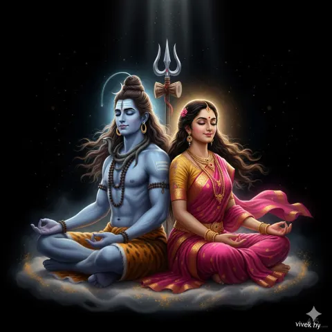Shiva Parvati Divine Meditation Art