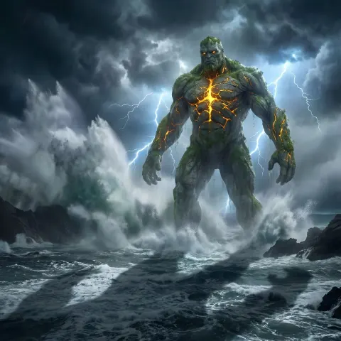 Stone Titan Rises From Storm