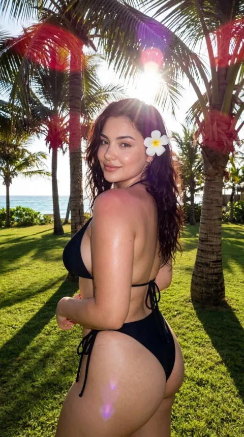 Tropical Lawn Black Bikini Glow