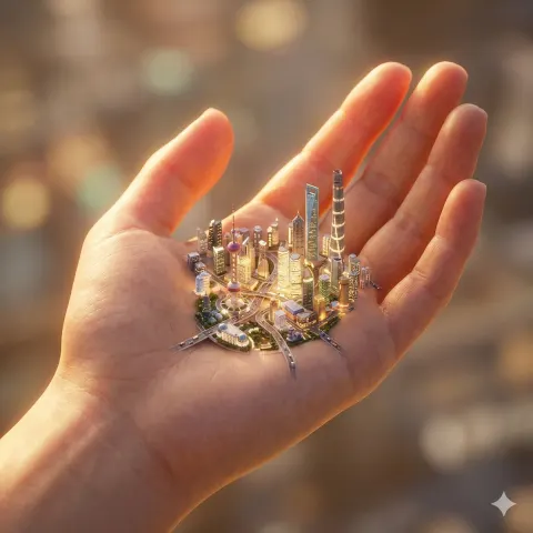 Tiny City Glowing in Your Palm