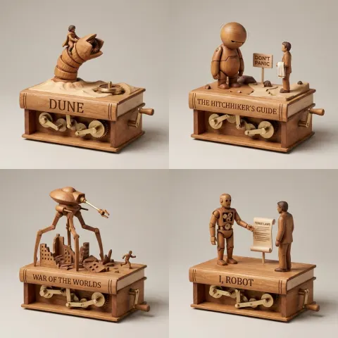 Sci-Fi Wooden Automaton Macro Photography