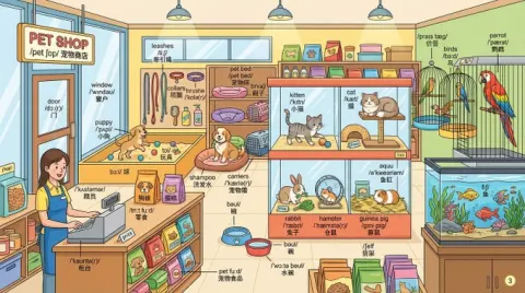 Draw language learning scenario picture