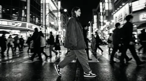 Cinematic B&W Street Fashion Motion