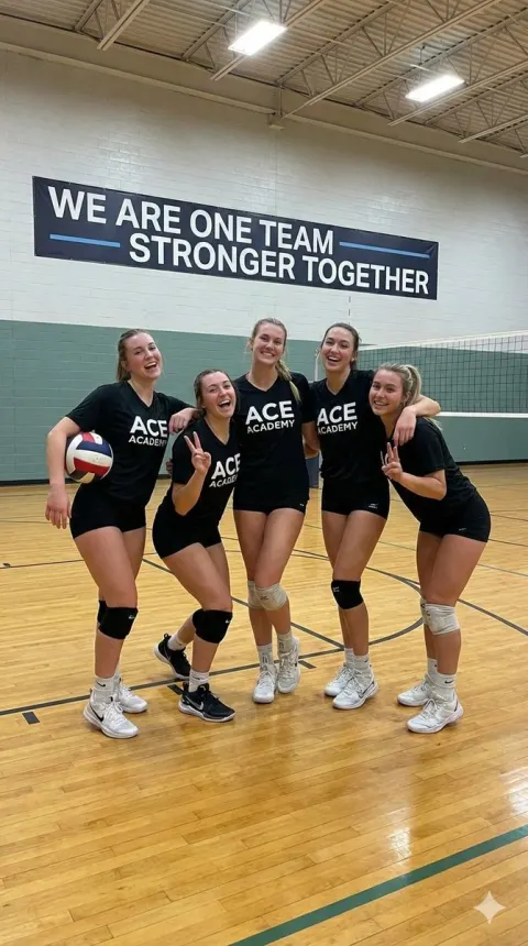 Confident Volleyball Team Pose