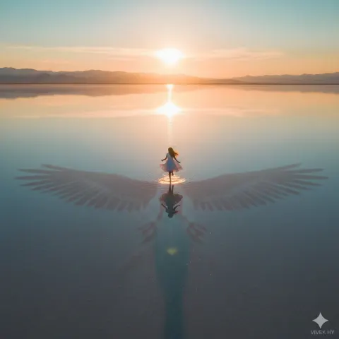 Chasing Sunrise With Winged Shadow