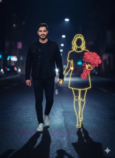 Neon Night Street Romance