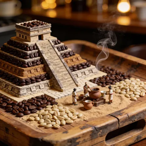 Coffee Bean Mayan Pyramid Miniature