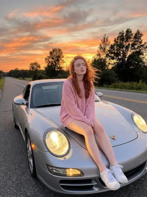 Sunset Sports Car Portrait