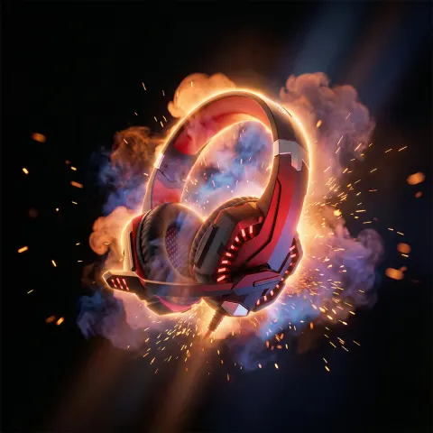 Product Emerging from Colorful Smoke