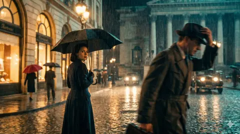 Moody Noir Rain Urban Scene