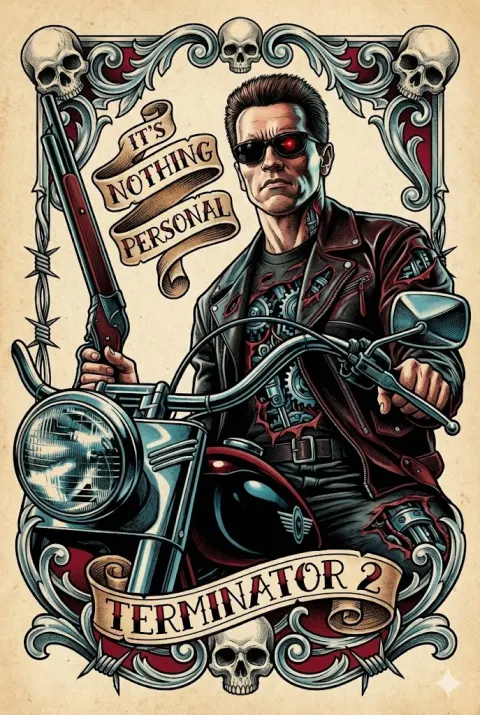 Neo-Traditional Mechanical Tattoo Flash