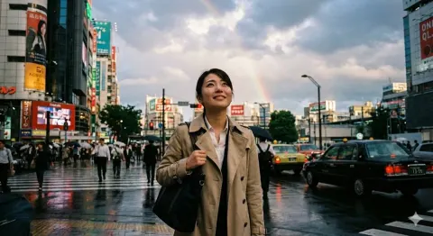 Hopeful Moment After Tokyo Rain