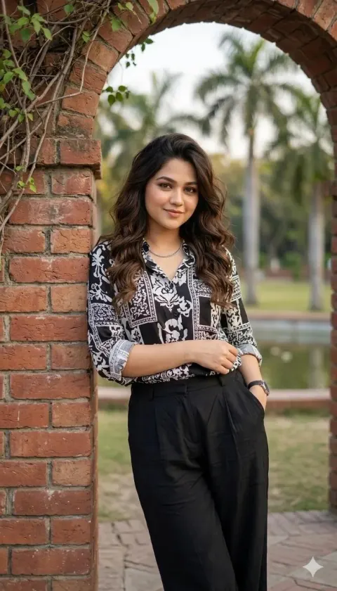 Confident Smile in Garden