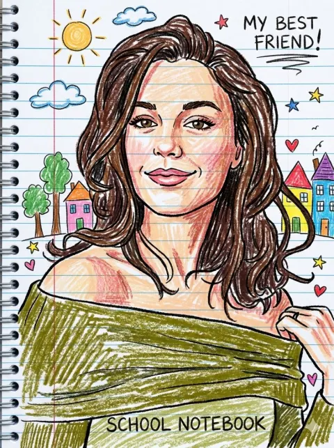 Playful Crayon Notebook Portrait