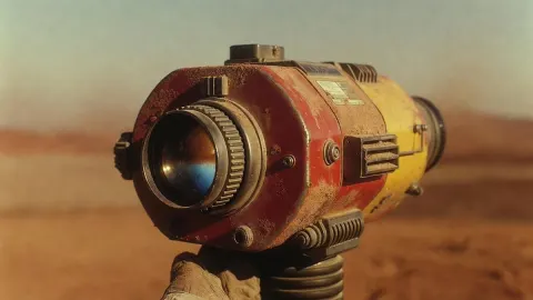 Retro Futuristic Binoculars in Desert