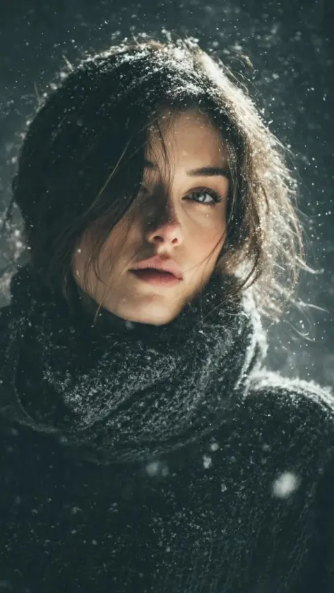 Winter Snow Backlit Portrait