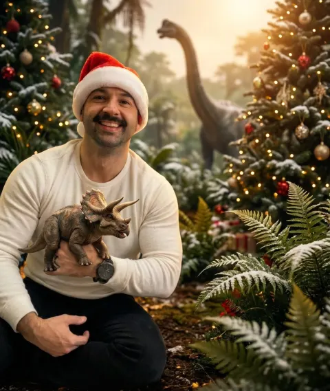 Jurassic Dinosaur Christmas Photo Edit
