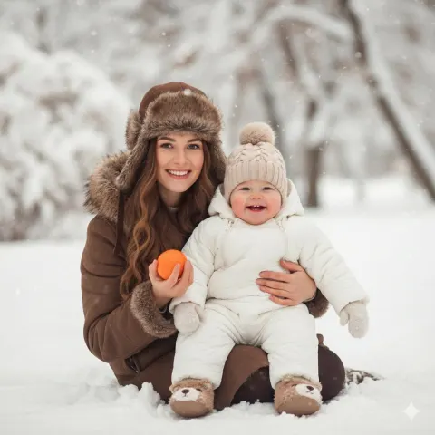 Cozy Realistic Winter Family Photo