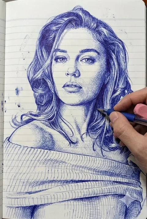 Hand-Drawn Portrait Line Art