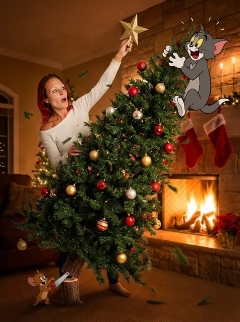Christmas Tree Disaster Freeze Frame