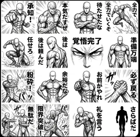 Tough Guy Black-and-White LINE Stickers