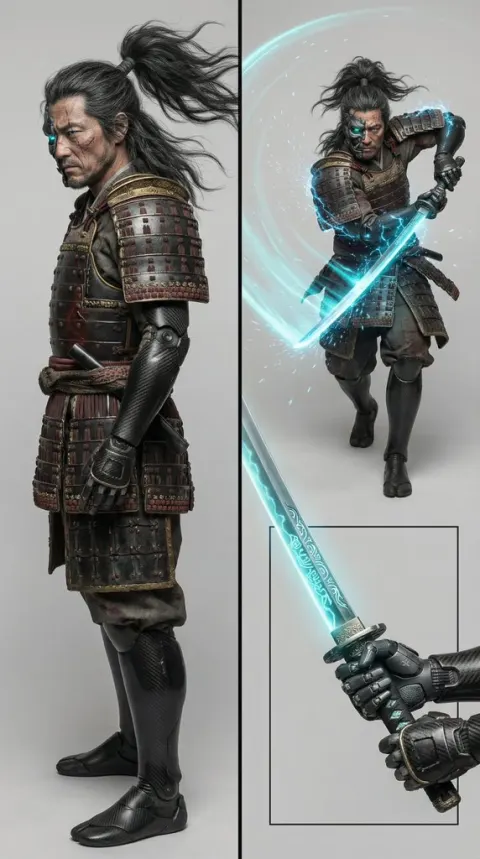 Futuristic Samurai Carbon Fiber Prosthetics