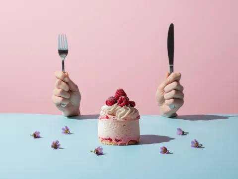 Playful Pop Art Pink Mousse Cake