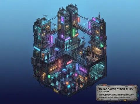 Cyberpunk Rain Alley Miniature